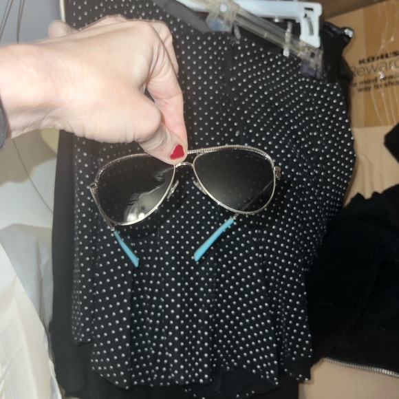 Authentic Tiffany's & Co. Stylish Black and Turquoise Blue Aviator Sunglasses